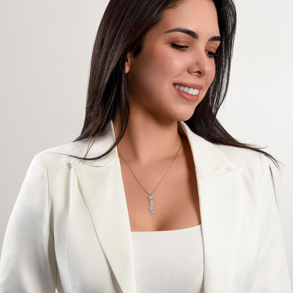 Personalised vertical name necklace custom gift for her