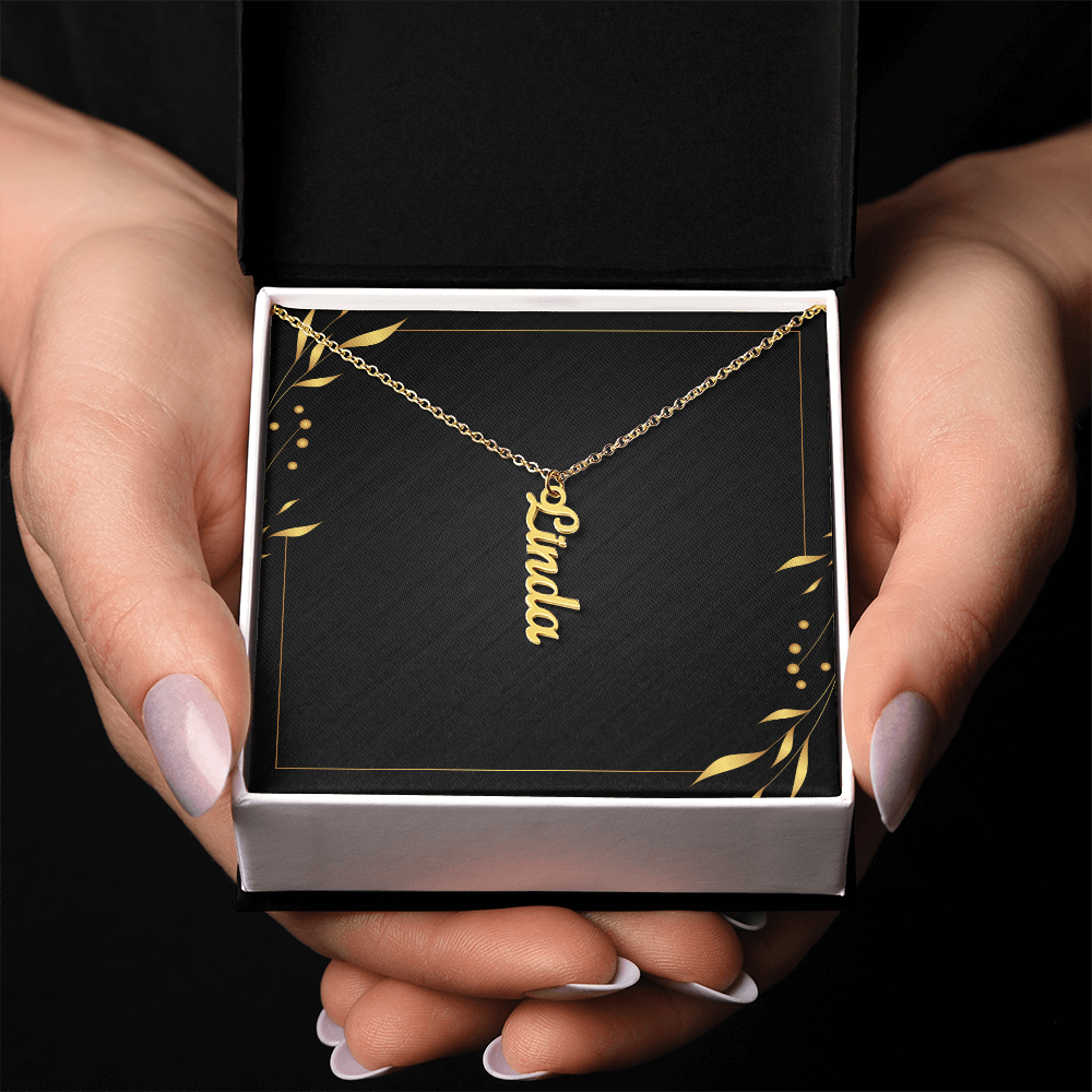 Personalised vertical name necklace gift for her