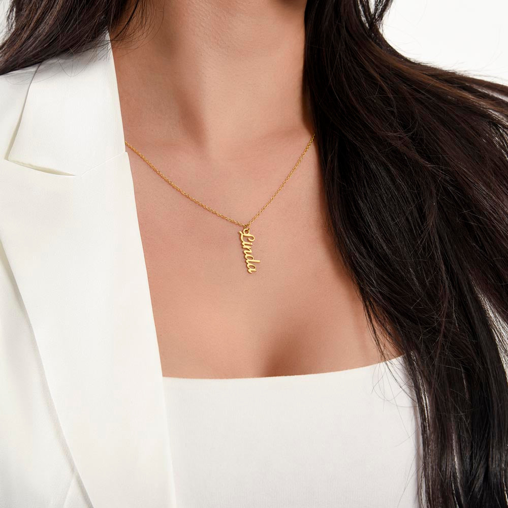 Personalised vertical name necklace gift for wife or girlfriend