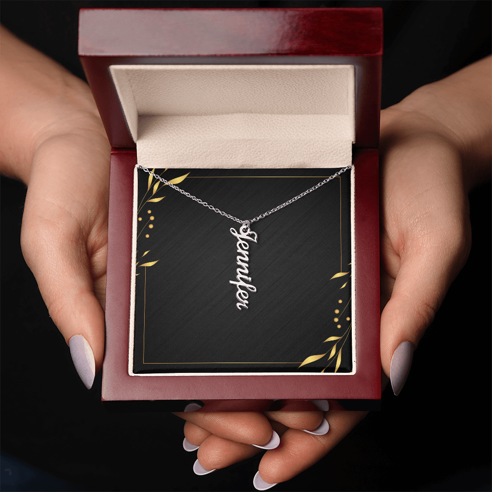 Personalised vertical name necklace with gift box option