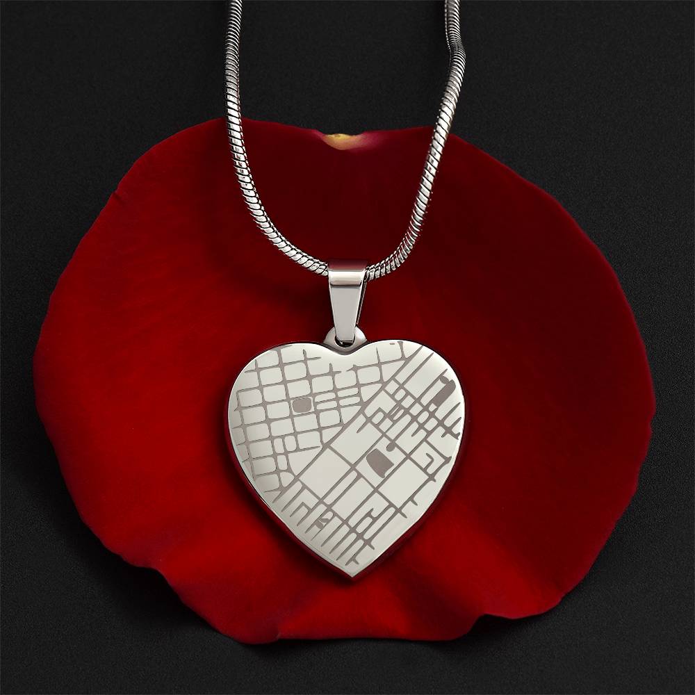 Personalised map heart necklace gift for her