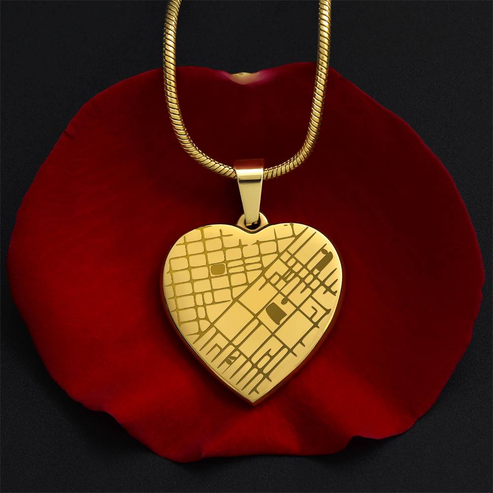 Custom map heart necklace gift for wife or girlfriend