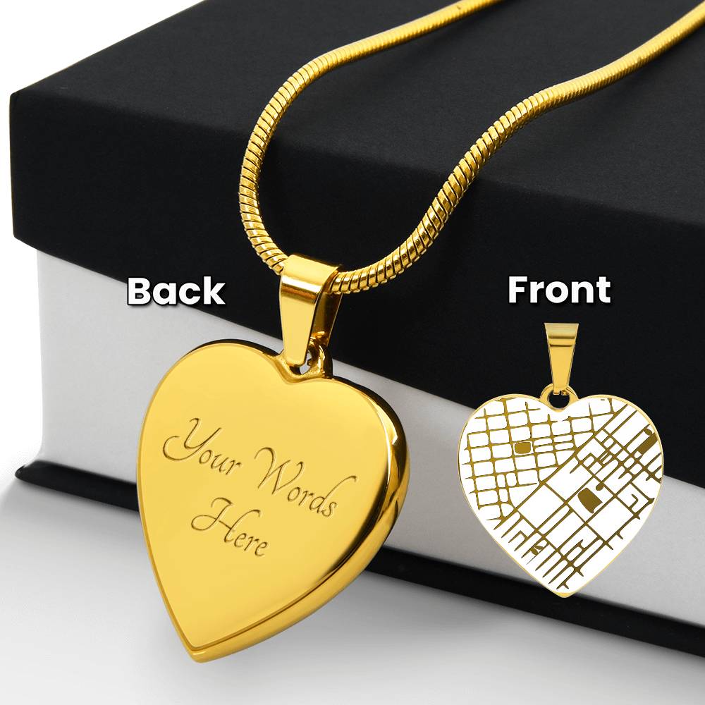 Personalised map heart necklace jewellery gift presentation