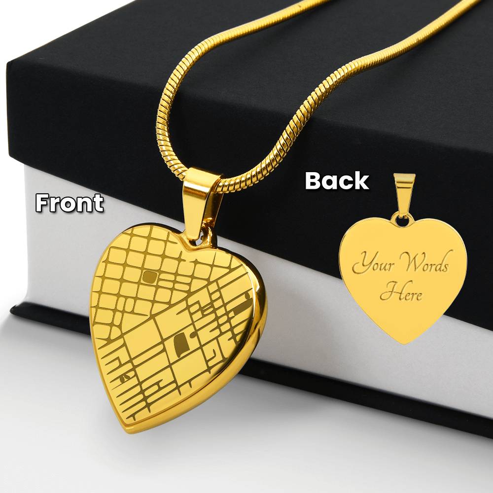 Personalised map heart necklace long distance gift idea