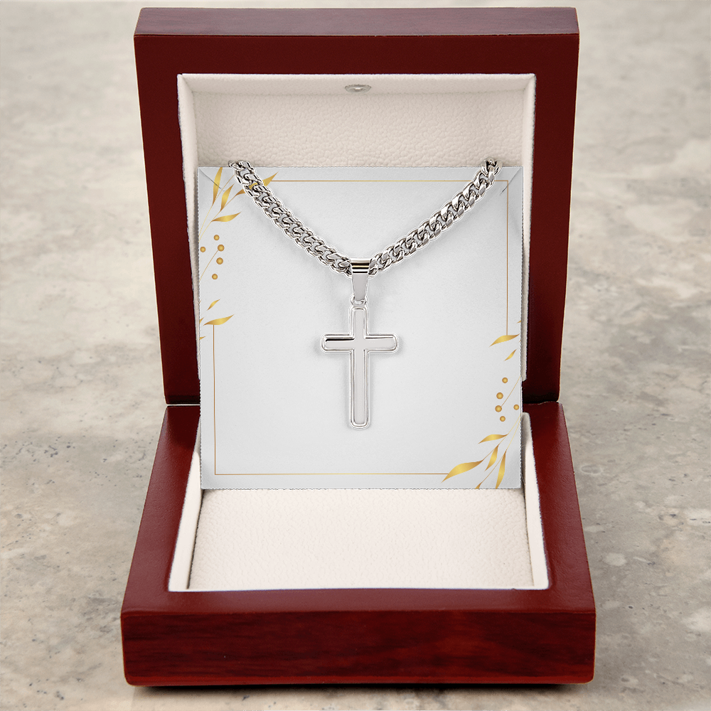 Personalised cross necklace in 18K yellow gold finish