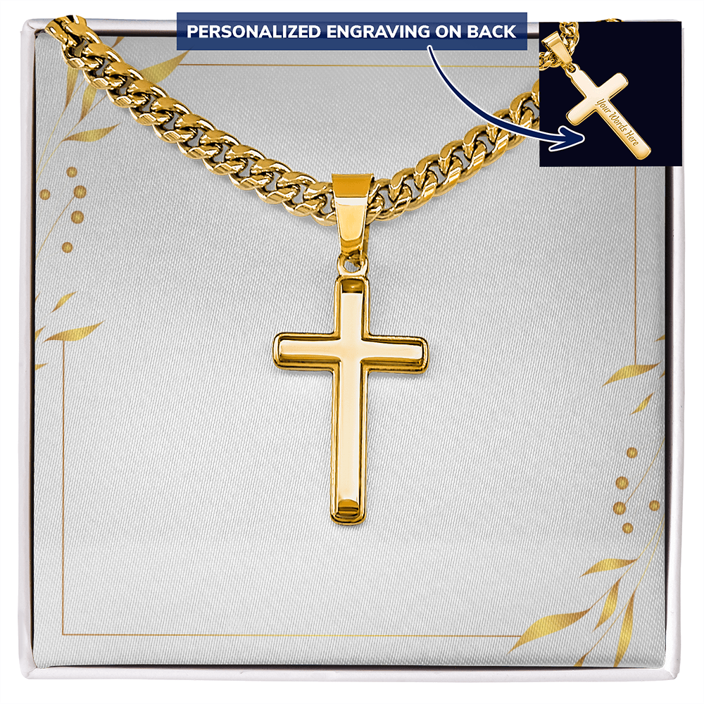 Personalised cross necklace with standard gift box