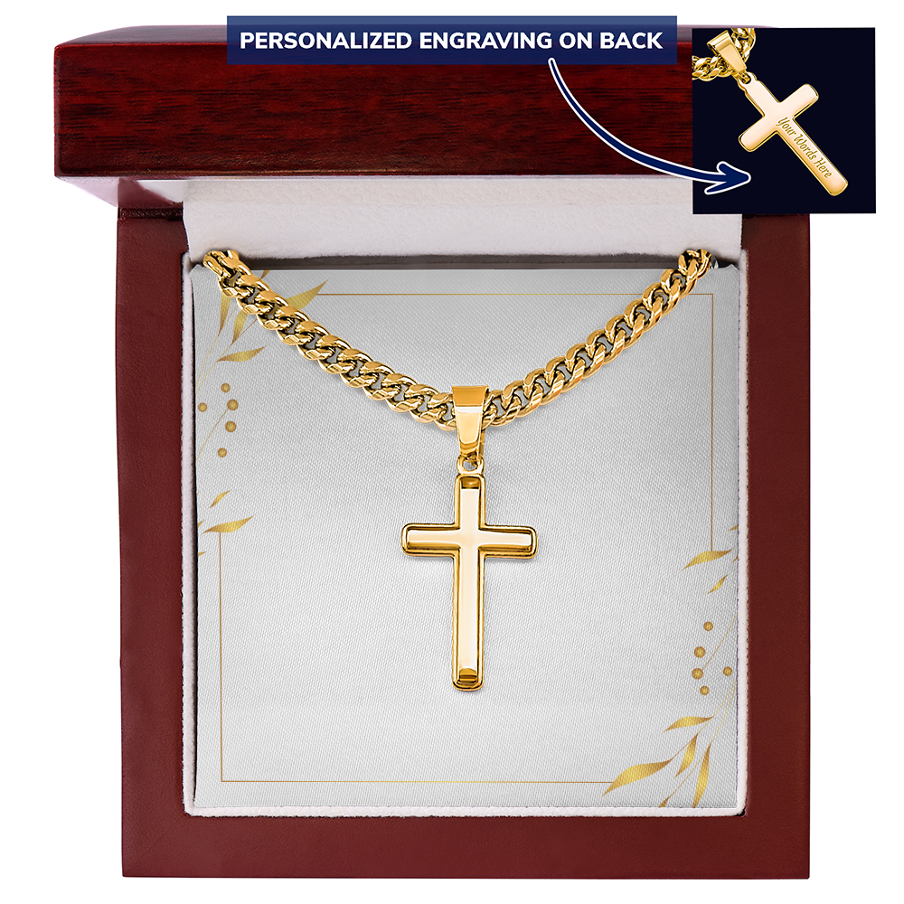 Personalised cross necklace luxury gift presentation